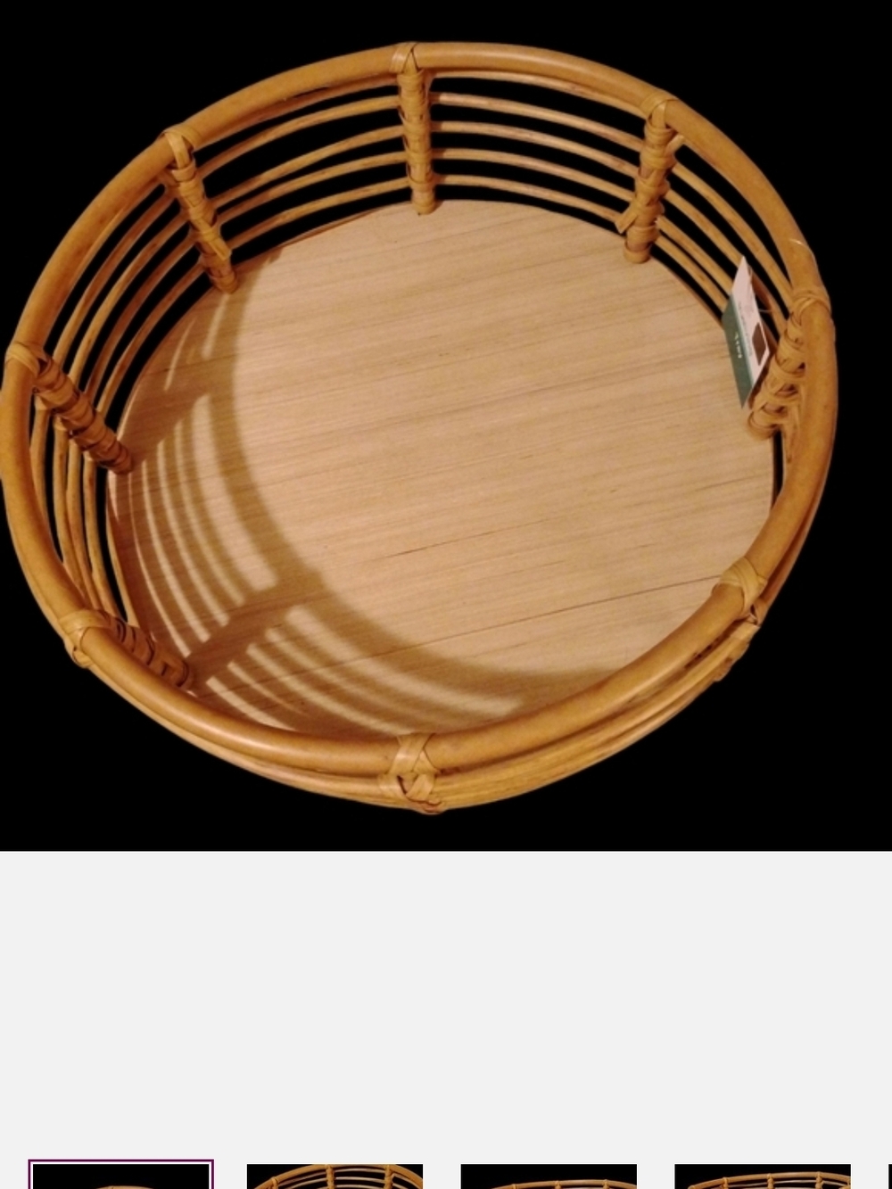 Handcrafted Tan Rattan Round Serving Tray
